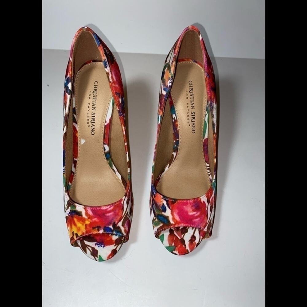 Christian Siriano Multicolor Floral Peep-Toe Pumps